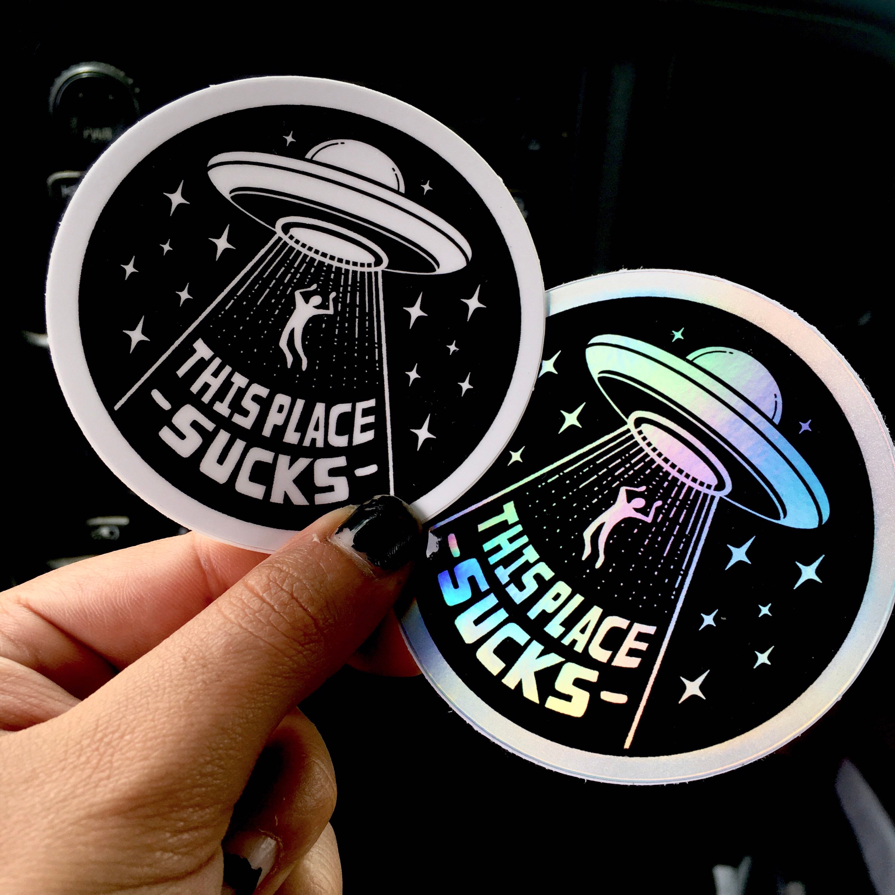 Alien UFO 3" Gloss/holo Vinyl Stickers // Area 51 Space Laptop Water ...