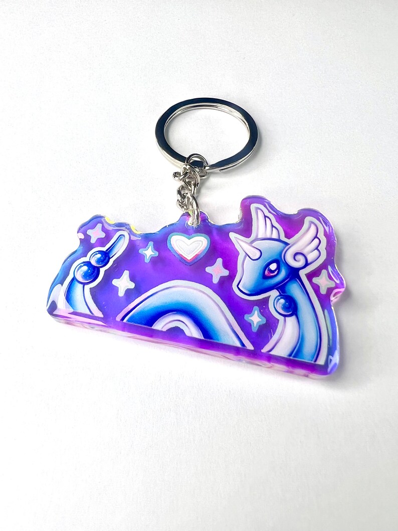 Dragonair Pokemon Acrylic Charm Iridescent Keychain Elegant Pokemon Gamer Gift Accessories for Keys/ Ita Bag/ Backpack image 4