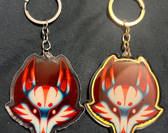 Kitsune Mask Charm Keychain // Asian Culture Folklore Accessory for Keys/ Ita Bag/ Backpack