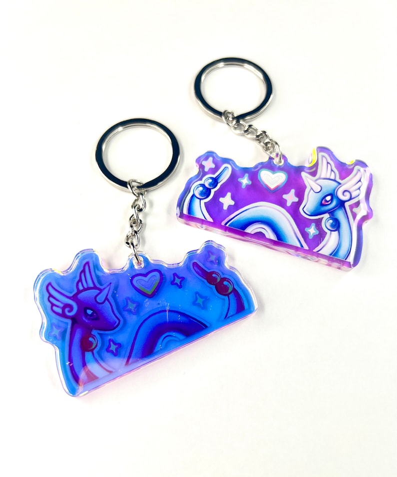 Dragonair Pokemon Acrylic Charm Iridescent Keychain Elegant Pokemon Gamer Gift Accessories for Keys/ Ita Bag/ Backpack image 1