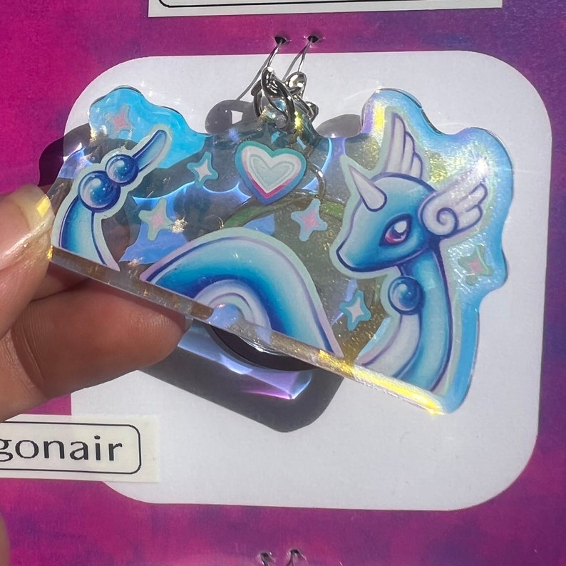 Dragonair Pokemon Acrylic Charm Iridescent Keychain Elegant Pokemon Gamer Gift Accessories for Keys/ Ita Bag/ Backpack image 8
