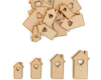 Love Bird House MDF Craft Shapes Wooden Blank Gift Tag Decoration New Home Sweet