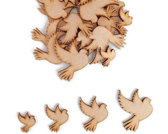 Love Dove Bird MDF Craft Shapes Wooden Blank Tags Wedding Decor Embellishment