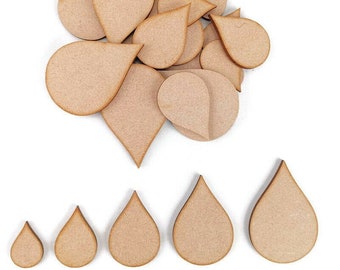 Rain Drop MDF Craft Shapes Wooden Blank Gift Tags Decoration Embellishments Pack