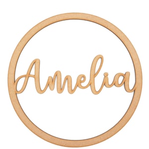 Personalised Wooden Name Hoop Circle Sign Wall Plaque Wood MDF Decor bild 1