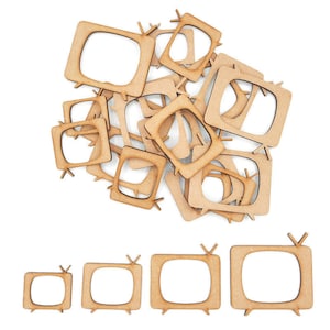 Retro TV  MDF Craft Shape Wooden Gift Embellishments Tree photo frame