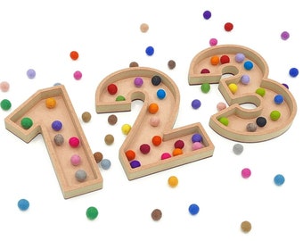 Fillable Numbers MDF Wood Shape pom pom Resin felt ball Base Craft Alphabet