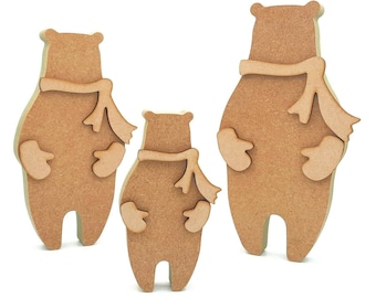 Freestanding Layered Christmas polar Bear shape MDF wood craft blank Decoration