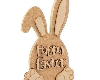Freestanding 3D Happy Easter Chunky bunny Layered plaque rabbit craft Gift spring sign