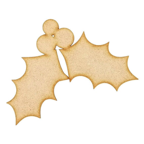 Wooden MDF Christmas Shapes Tree Star Holly Xmas Decoration Plaque Craft Blank