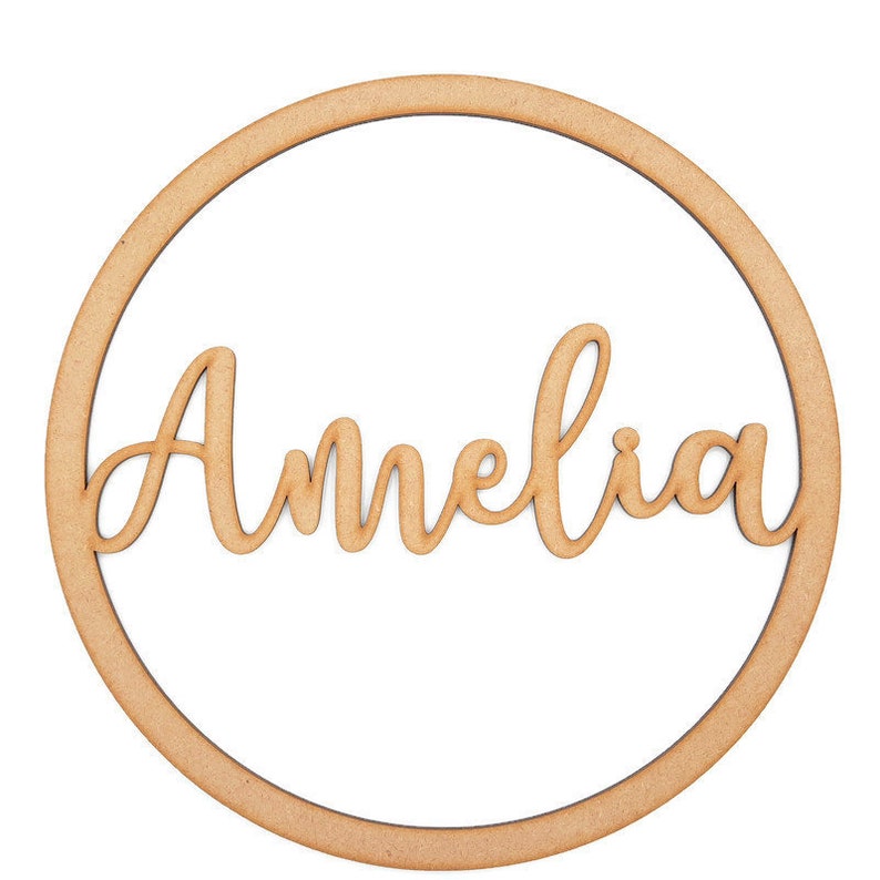 Personalised Wooden Name Hoop Circle Sign Wall Plaque Wood MDF Decor bild 1