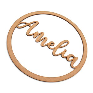 Personalised Wooden Name Hoop Circle Sign Wall Plaque Wood MDF Decor bild 2