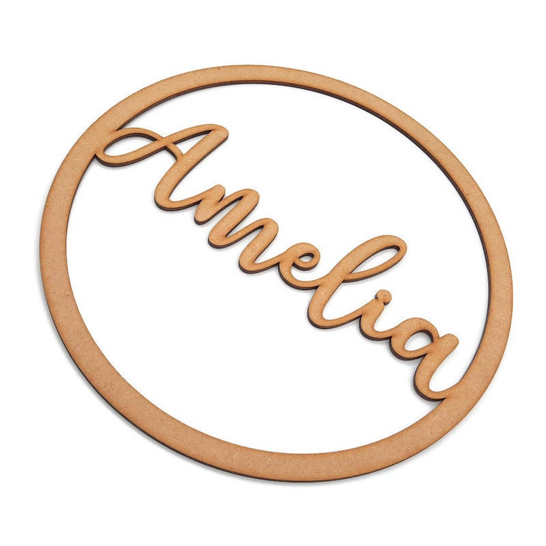 Personalised Wooden Name Hoop Circle Sign Wall Plaque Wood MDF Decor bild 2