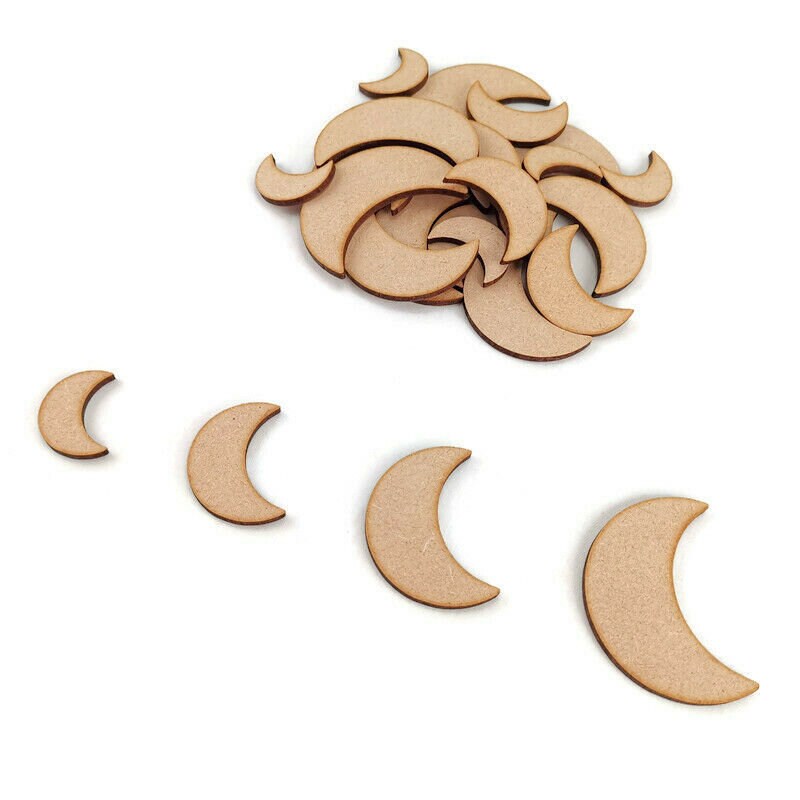 Moon MDF Craft Shapes Wooden Blank Gift Tags Decoration Embellishment ...
