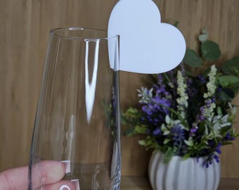 Personalised Heart Glass Charms – Acrylic Wine & Drink Tags – Heart Edge Sitters