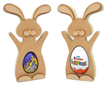 Freestanding Easter Bunny Egg Holder: Unpainted MDF Craft (18mm)