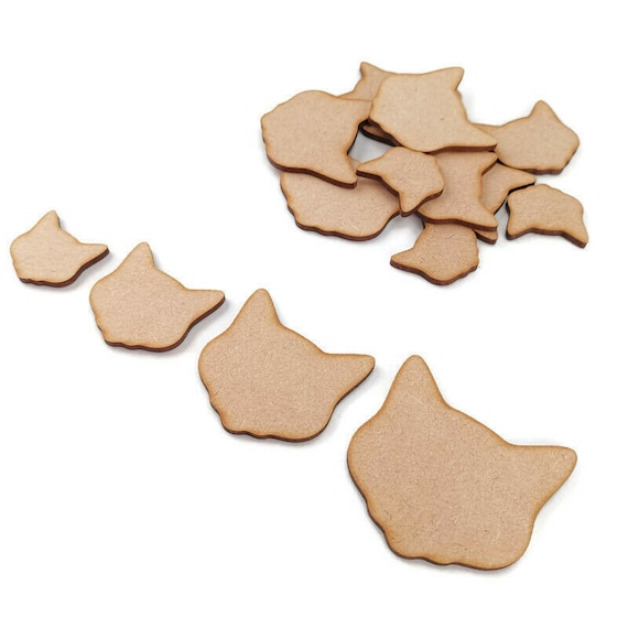 Laser cut Gift Tags Decorations Blank Shapes Choice of 2cm-15cm Wooden Cat Face Craft shapes Embellishments