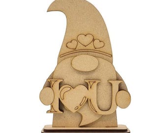 DIY Valentine Gnome Paint Kit, Freestanding MDF Ornament