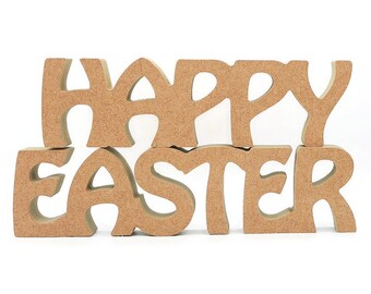 Freestanding Happy Easter words letters plaque craft Gift decoration blank diy