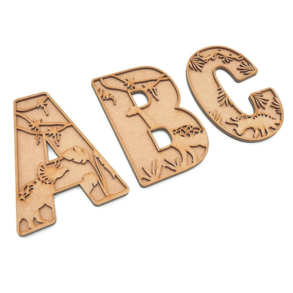 Layered Themed Dinosaur Alphabet Letters Craft MDF wooden Shape blank monogram