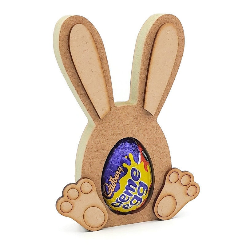 En bois MDF Pâques Happy Rabbit Craft Kinder Egg Holder Stand idéal Pâques Cadeau 