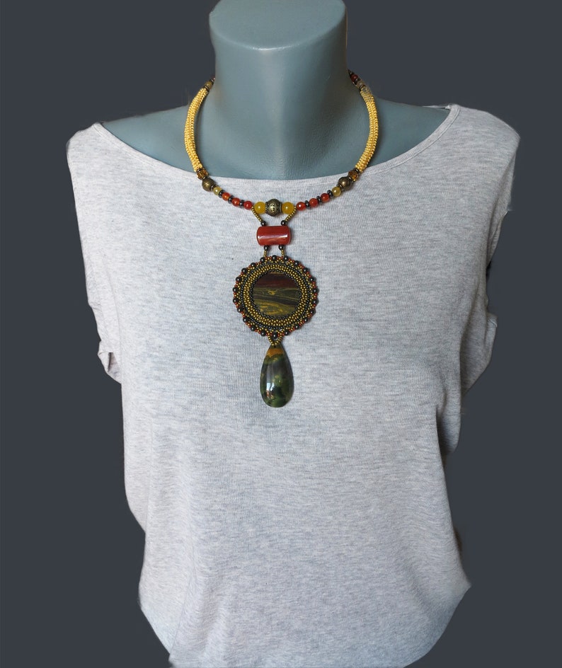 hematite tiger/'s eye Necklace with jasper