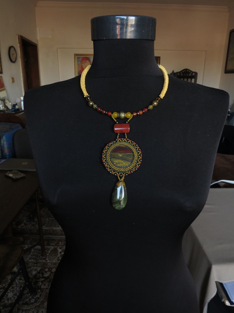 hematite tiger/'s eye Necklace with jasper