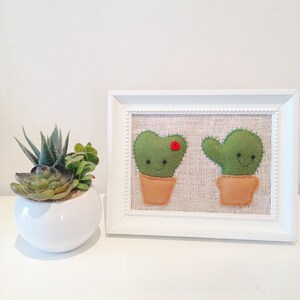 Paintings with cute cactus, felt and jute image 4