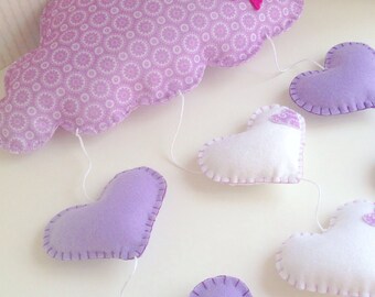Soft decoration with clouds and hearts
