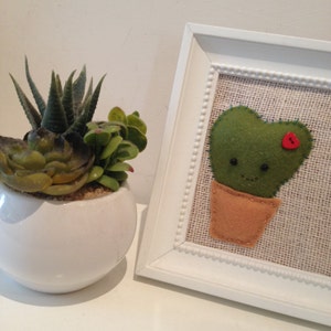 Paintings with cute cactus, felt and jute image 5