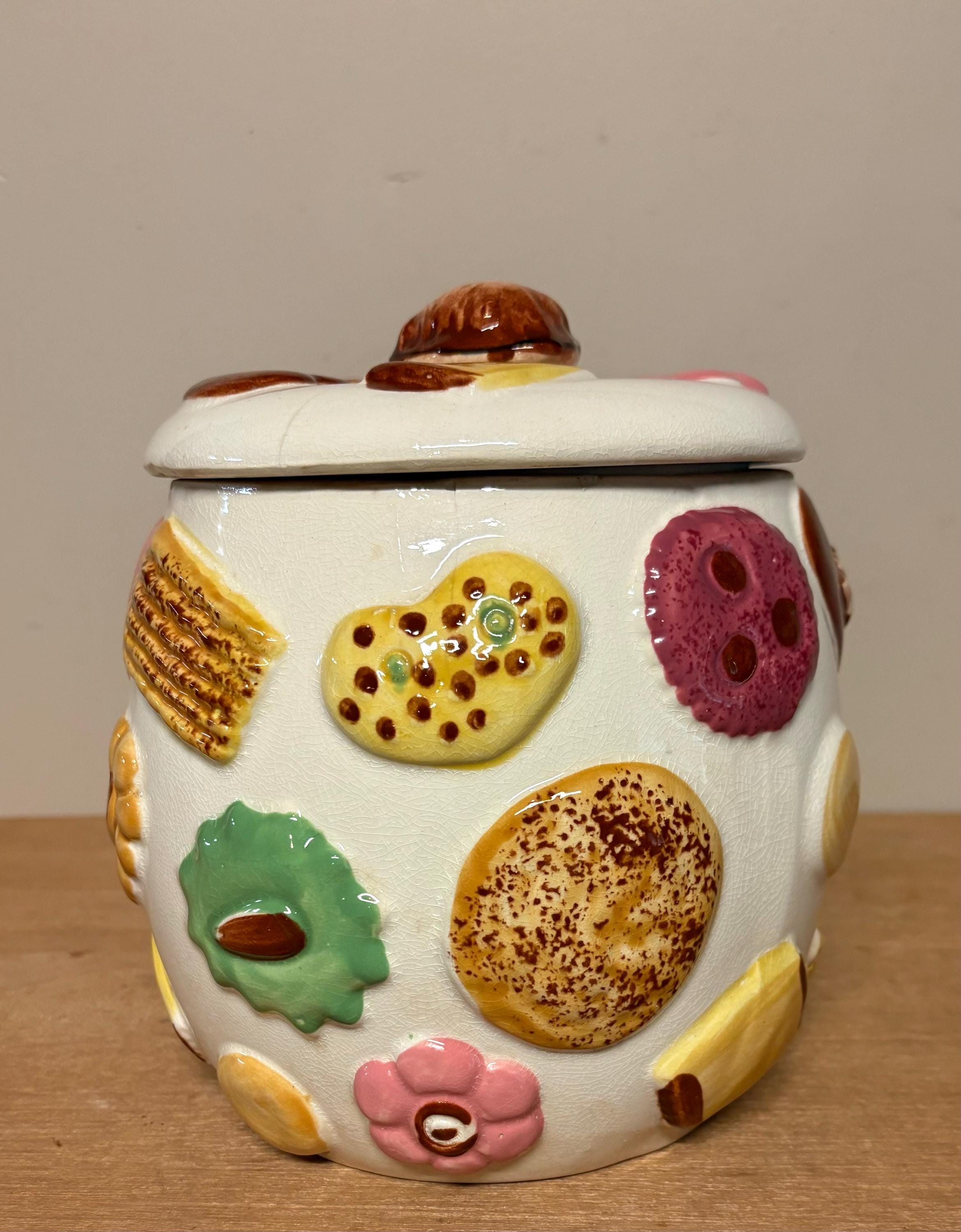 ビンテージ 1950年代 陶器製 クッキージャー 蓋付き・ビスケット保存用 ビンテージ 1950年代 陶器製 クッキージャー 蓋付き・ビスケット保存用