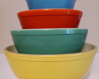 オールド パイレックス バタープリント ミキシング ボウル セット