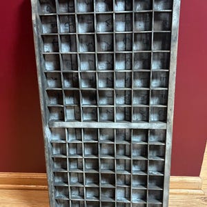 Vintage primitive Wood Printers Drawer Letterpress Shadow Box Type Set, 98 Compartments 32” x 16.5”