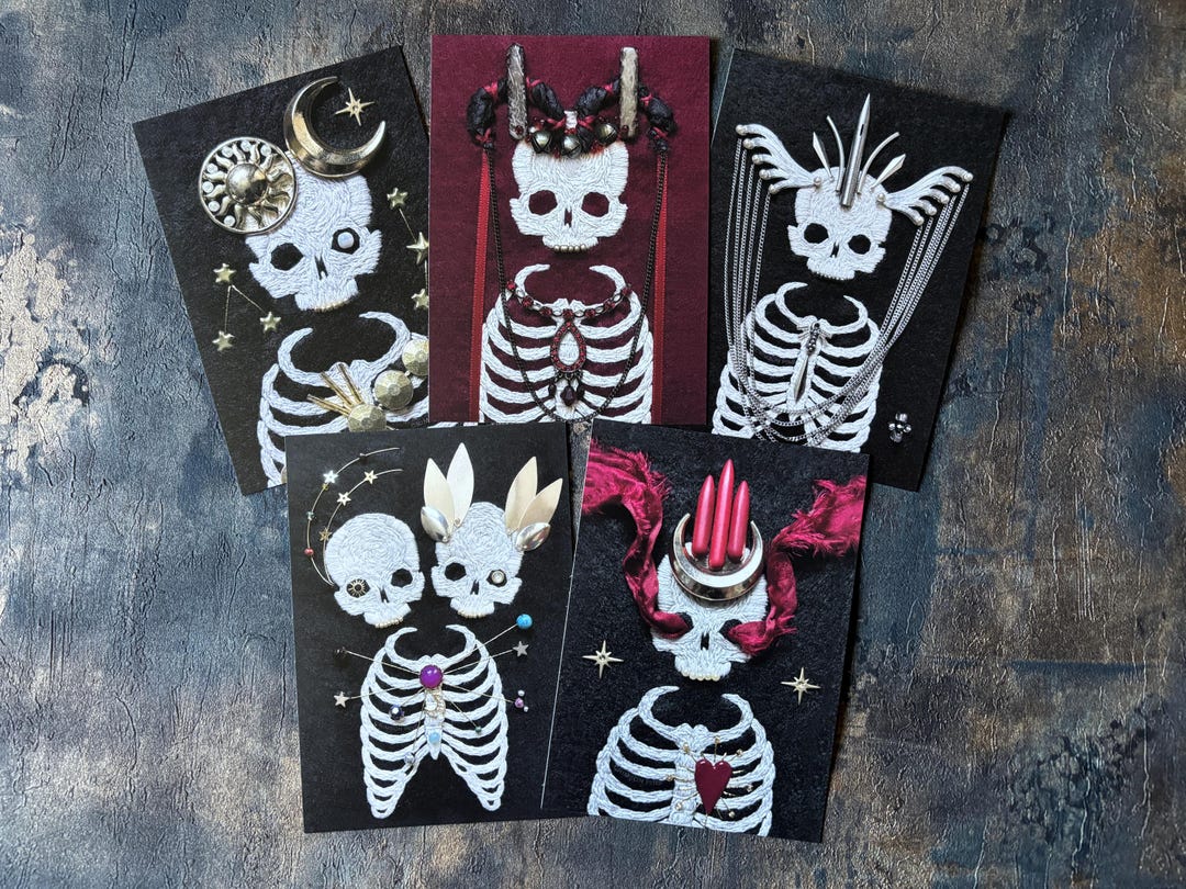 Skeleton Postcard Prints - Set of 5 Set Ethereal - Etsy