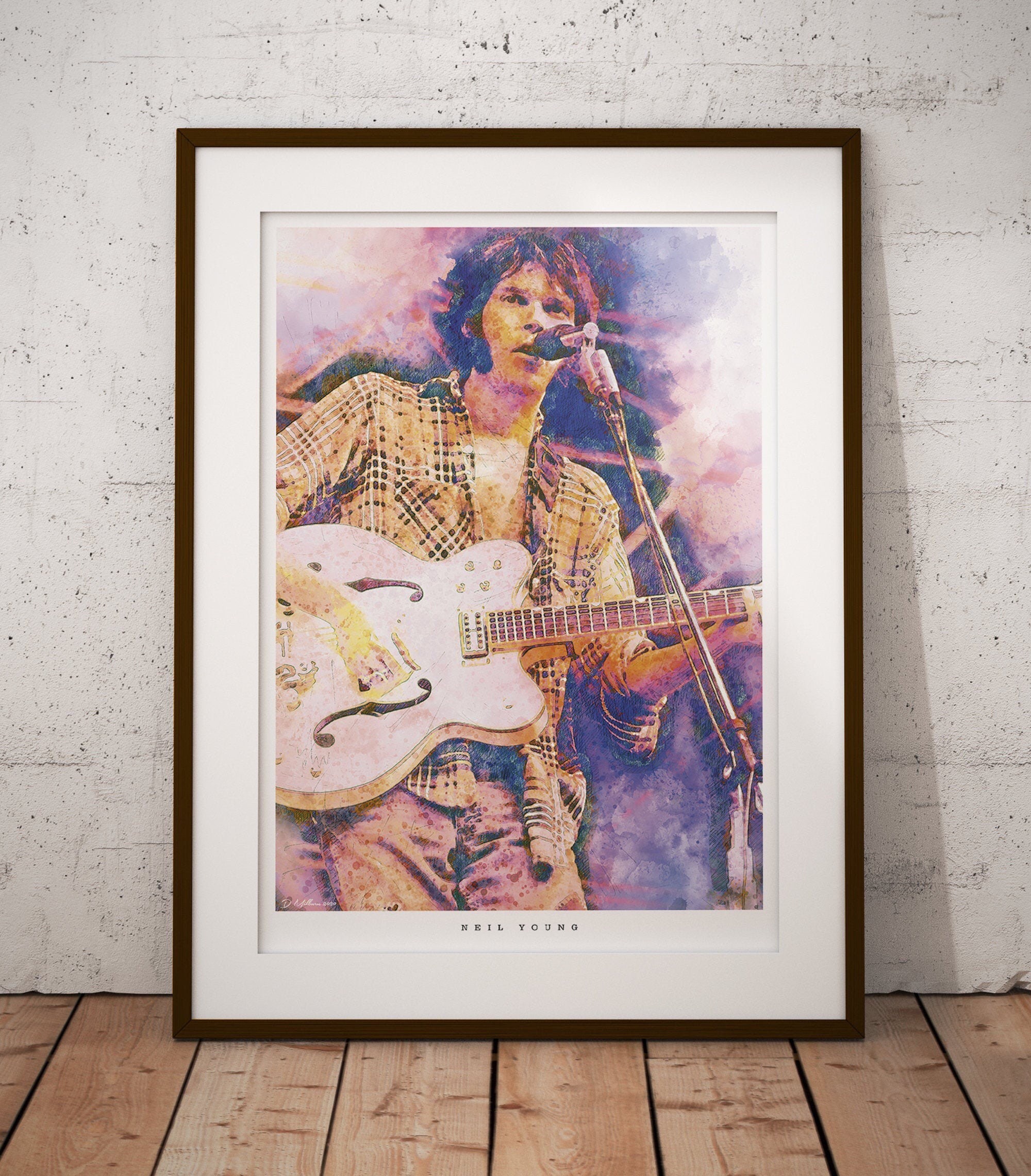 Neil Young Watercolour Print and poster Etsy(03)