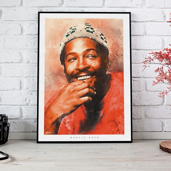 Art mural aquarelle Marvin Gaye