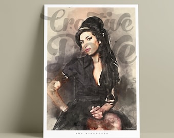 Watercolour Amy Winehouse Wall Art