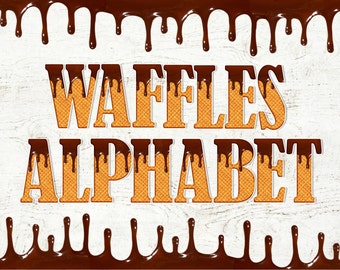 Waffles Alphabet Clip Waffles and Chocolate Letters Chocolate Topping Font Alphabet Letters Waffles Numbers 40 Elements Instant Download
