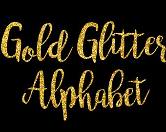 Gold Glitter Alphabet ClipArt Gold Glitter Letters Gold Glitter Font Gold Alphabet Letters Gold Glitter Numbers 68 Elements Instant Download