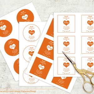 ETSY Review Printable Stickers Etsy Stickers Etsy Review Labels Review us on Etsy Printable Review Sticker 4 Design 3x3 Instant Download image 2