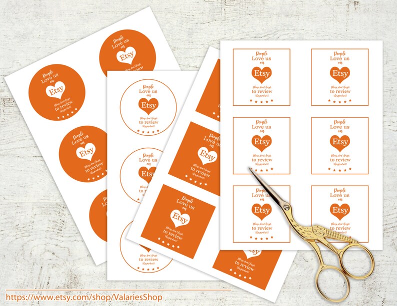 ETSY Review Printable Stickers Etsy Stickers Etsy Review Labels Review us on Etsy Printable Review Sticker 4 Design 3x3 Instant Download image 2