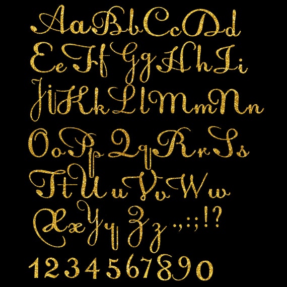 Gold Glitter Alphabet Clip Art Glitter Letters Numbers 68 Elements By  iamVENETA