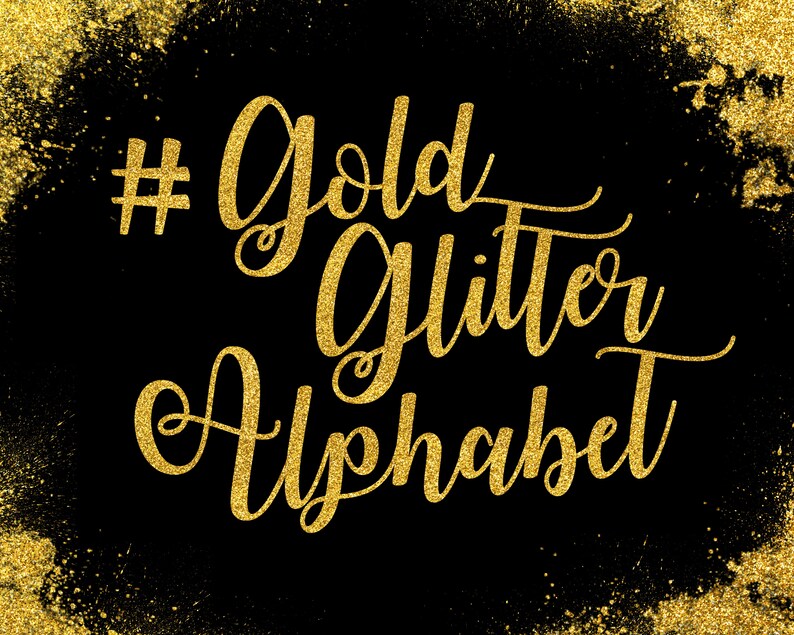 Gold Glitter Alphabet Clipart Gold Glitter Letters Gold Font Gold
