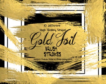 Gold Foil Brush Strokes Clip Art Gold Foil Strokes Gold Foil ClipArt Digital Resource Gold Logo Design GoldFoil 10 Elements Instant Download