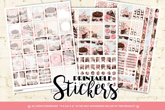 Cakes Instant Download Printable Planner Stickers for Birthdays