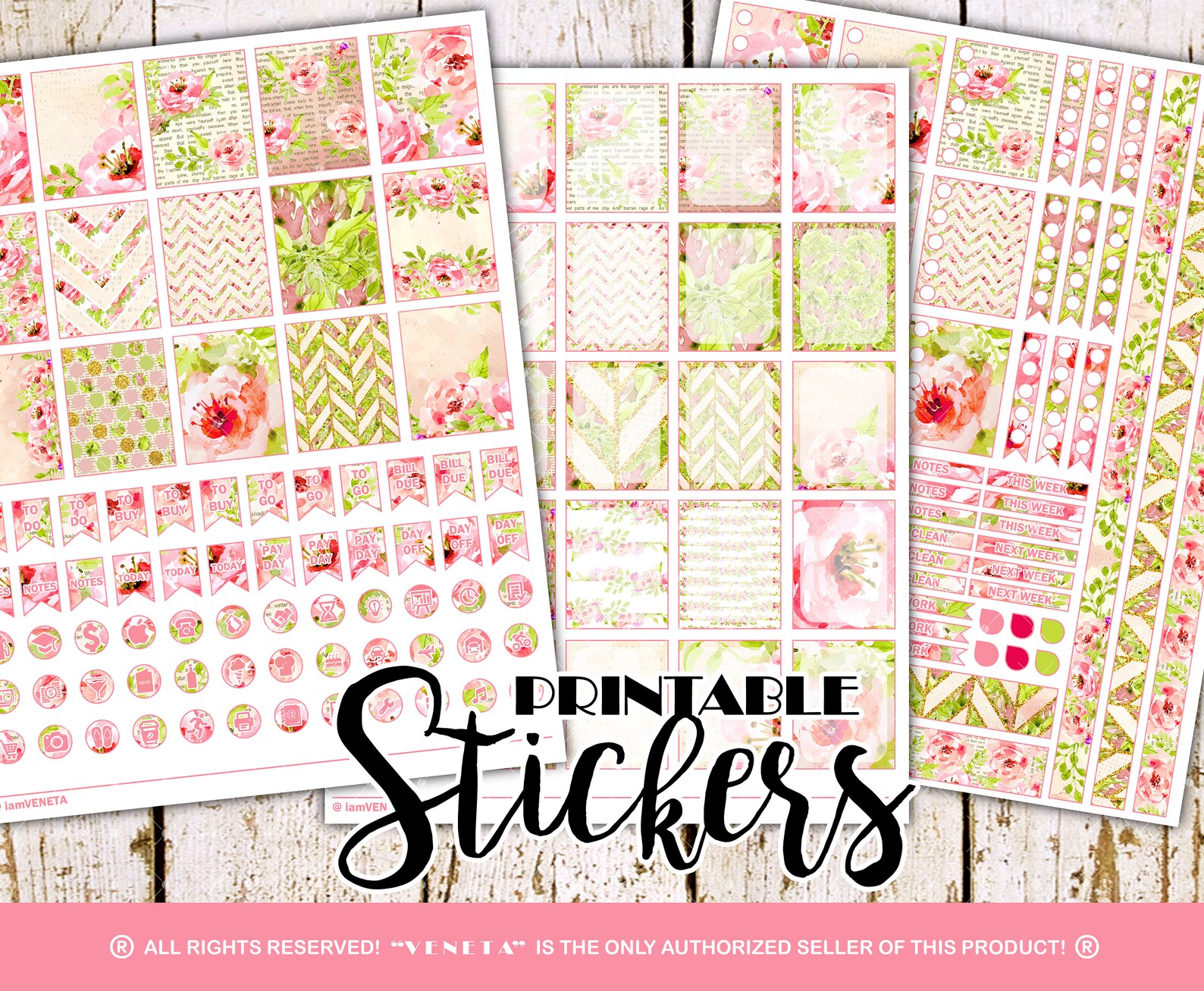 Rose Valley Printable Planner Stickers Daily Planner Stickers - Etsy