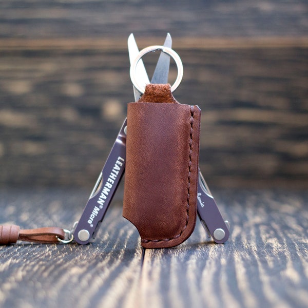 Leather Scabbard-Keychain for Leatherman Micra , Personalized gift, Ultimate Convenience and Durability, EDC gear