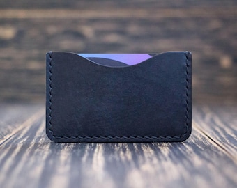 Personalized Gift, Minimalist wallet, Vegetable Tanned Leather, Slim and Stylish One Card, Custom Engraving Available, Handmade Cardholder