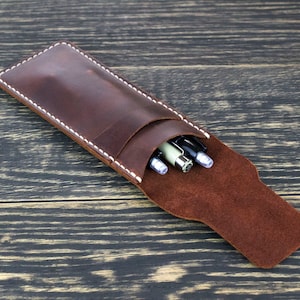 Monogram pen case, Leather pencil case, Personalization gift, Small pencil case, Pencil organizer, Pencil holder