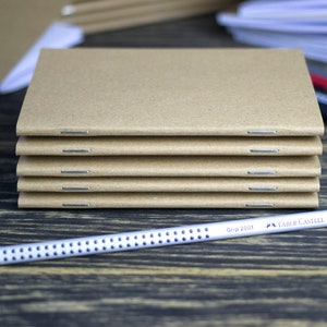 Lot de 5 carnets, 3,5 x 5,5 pouces, pages blanches, kraft, carnet de croquis, bloc-notes en vrac, journal, croquis